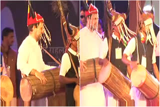 Congress leader Rahul Gandhi takes part in a traditional dance in Chhattisgarh