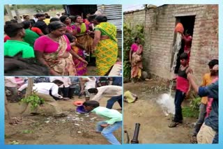 Women in borsuri protests against illegal liqure shops at latur