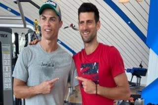 Ronaldo teaches Djokovic 'how to jump'