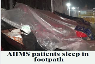 Patients and relatives brave chilling winter on footpath outside AIIMS