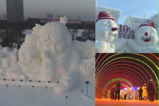 HEAVEY SNOW CARTOON CASTLES ARE BEING ATTRACTION TO THE TOURISTS AT CHINA