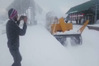 Jammu and Kashmir: Rail snow cutting machines used on Banihal-Srinagar-Baramulla section for clearing tracks.