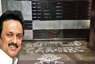 Anti-CAA-NRC kolams featured at doorsteps of DMK leaders