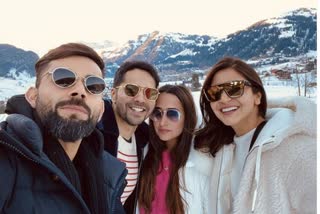 Virat Anushka meet Varun  in Switzerland