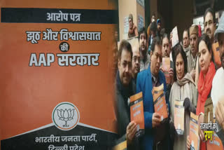 MP Meenakshi Lekhi issued aarop patra against AAP in karol bagh