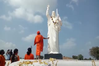 ಸ್ಥಗಿತಗೊಂಡ ಏಸು ಪ್ರತಿಮೆ ನಿರ್ಮಾಣ ಕಾ Jesus statue construction shutdown in Ramanagaraಮಗಾರಿ,