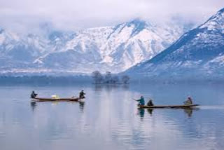 frozen Dal Lake at jammu kashmir