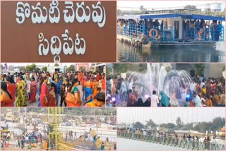 tourists visit komati cheruvu