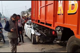 motorcycle, car, truck accident near sunam