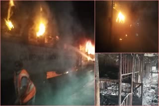 Fire Breaks out in a goods Train in Kalburgi