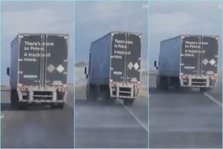 Video showed a truck swaying wildly in high winds while driving along Interstate 25 in Colorado on Wednesday