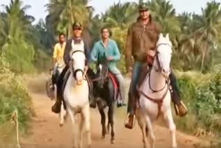 Darshan enjoying Horse Riding  with his son