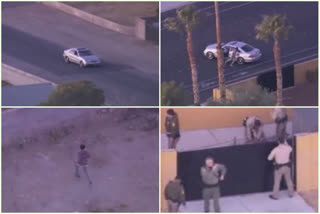 A man and woman were arrested Thursday morning after a police pursuit in the Las Vegas area, according to a report from local TV station KTNV.