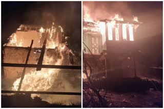 Two storey house caught fire in Nerwa