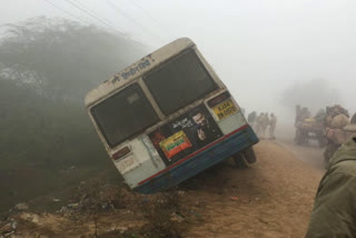 Fog havoc in Karauli, करौली में कोहरे का कहर, करौली में बस पलटी