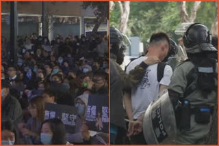 Dozens held after shopping protest at Hong Kong border town