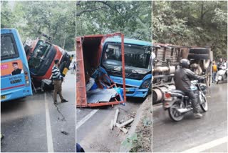 Truck overturns on HRTC bus on NH-7, 12 passengers injured