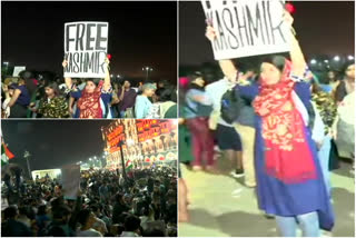 Poster reading, 'Free Kashmir' seen at Gateway of India