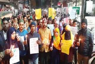 Outrage over JNU incident in Giridih, protested by taking out candle march