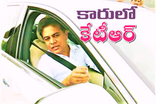 minister ktr self car driving from warangal nit to madikonda it park in warangal district