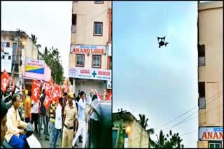 a-police-department-with-an-eagle-eye-using-a-drone-camera-in-kalburgi-protest