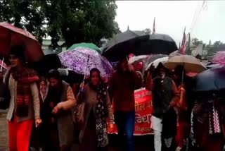 trade union protest in bilaspur