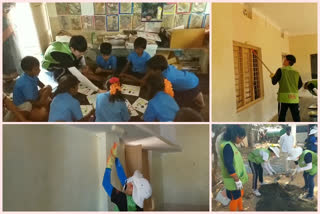 korean student at anatapur school on social service activity