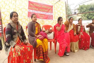 Anganwadi workers protest on 9-point demands in Raipur