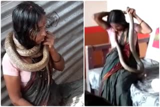 lady wears snake around her neck