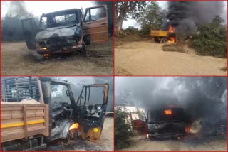 maoists burn more than 10 vehicles