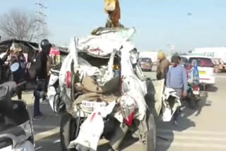 truck collided with five vehicles in karnal