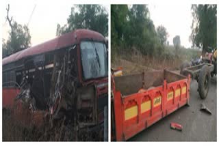 tractor-bus acceident in buldana 7 injured