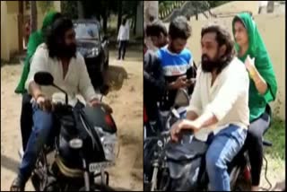 Dhurva Sarja Bike Raiding with Wife