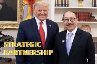 Indian Ambassador to the US Harsh Vardhan Shringla with President Donald Trump