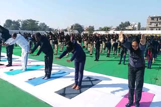 Mass Surya Namaskar held at Nehru Stadium