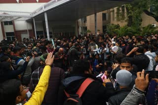 Jamia student are protesting outside the vc office over caa