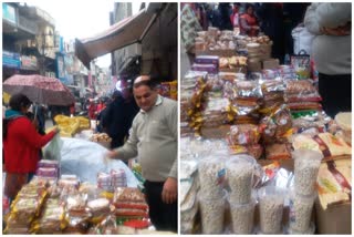 heavy crowed in shops on lohri in rainy day