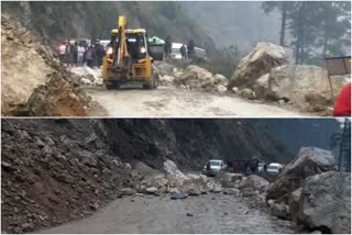 national highway blocked near aut in mandi