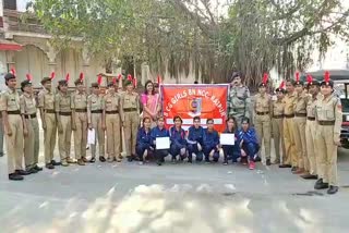 Students held an awareness rally regarding road safety in Raipur