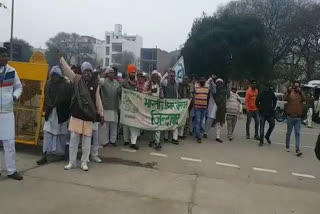 indian farmer union protest in kaithal over old age pension