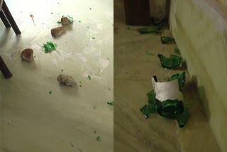 A beer bottle Split by Mischief in the yadagir taluk office