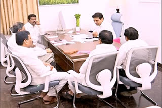 KTR teleconference at telangana bhavan at hyderabad