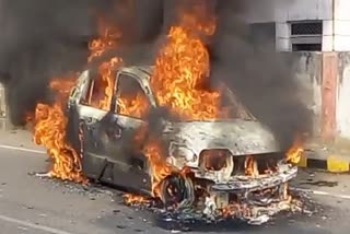 horrific car fire in moradabad