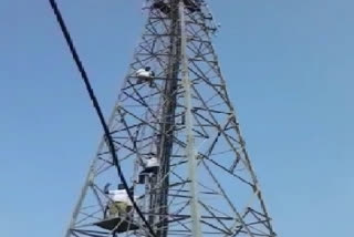 Four Amaravati farmers climb cell tower in protest against three capital proposal