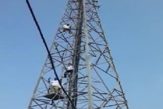 farmers climb cell tower in protest against three capital proposal of andhra