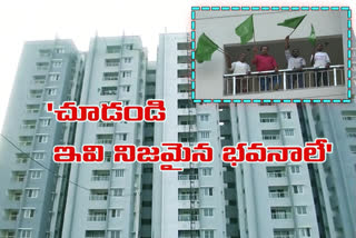 Farmers agitating by climbing into employees' quarters in Nelapadu