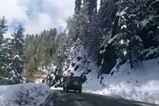 Road affected due to snowfall in district Shimla