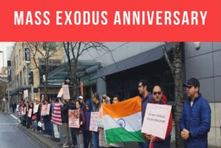 Indian Americans in Seattle at a rally observing 30th anniversary of the mass exodus of Kashmiri Pandits