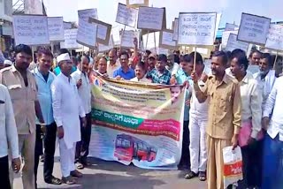 Protests by transport workers in kalaburgi