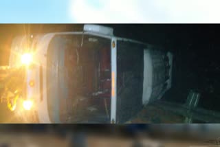 30 passengers injured as bus overturns